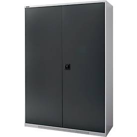 Schäfer Shop Genius FS vleugeldeurkast, staal, met ventilatiegaten, B 1343 x D 520 x H 1950 mm, 5 OH, witaluminium/antracietgrijs, tot 750 kg
