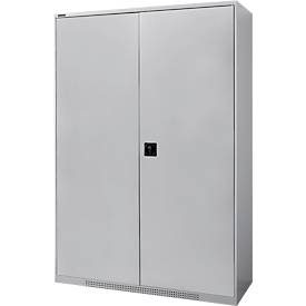 Schäfer Shop Genius FS vleugeldeurkast, staal, met ventilatiegaten, B 1343 x D 520 x H 1950 mm, 5 OH, witaluminium/wit-aluminium, tot 750 kg