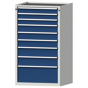 ANKE Ladekast, b x d = 760 x 675 mm, draagvermogen per lade 200 kg, 9 laden, hoogte 1280 mm, front gentiaanblauw