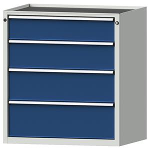 ANKE Ladekast, b x d = 910 x 675 mm, draagvermogen per lade 200 kg, 4 laden, hoogte 980 mm, front gentiaanblauw