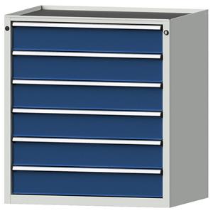 ANKE Ladekast, b x d = 910 x 675 mm, draagvermogen per lade 200 kg, 6 laden, hoogte 980 mm, front gentiaanblauw