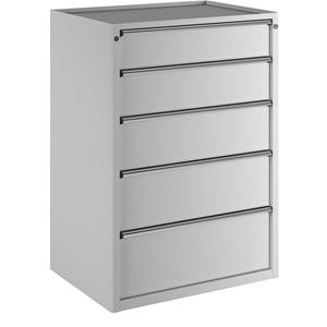 ANKE Ladekast, b x d = 910 x 675 mm, draagvermogen per lade 200 kg, 5 laden, hoogte 1280 mm, front lichtgrijs
