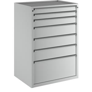 ANKE Ladekast, b x d = 910 x 675 mm, draagvermogen per lade 200 kg, 7 laden, hoogte 1280 mm, front lichtgrijs