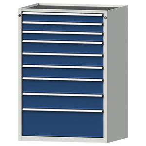 ANKE Ladekast, b x d = 910 x 675 mm, draagvermogen per lade 200 kg, 9 laden, hoogte 1280 mm, front gentiaanblauw