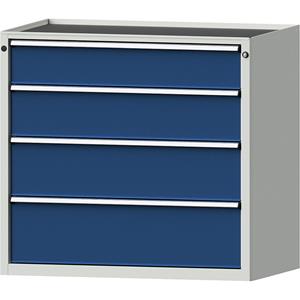 ANKE Ladekast, b x d = 1060 x 675 mm, draagvermogen per lade 200 kg, 4 laden, hoogte 980 mm, front gentiaanblauw
