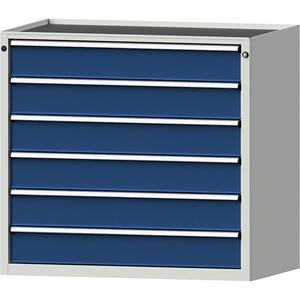 ANKE Ladekast, b x d = 1060 x 675 mm, draagvermogen per lade 200 kg, 6 laden, hoogte 980 mm, front gentiaanblauw