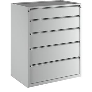 ANKE Ladekast, b x d = 1060 x 675 mm, draagvermogen per lade 200 kg, 5 laden, hoogte 1280 mm, front lichtgrijs