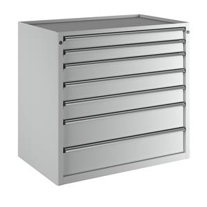 ANKE Ladekast, b x d = 1060 x 675 mm, draagvermogen per lade 200 kg, 7 laden, hoogte 980 mm, front lichtgrijs