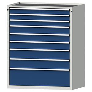 ANKE Ladekast, b x d = 1060 x 675 mm, draagvermogen per lade 200 kg, 9 laden, hoogte 1280 mm, front gentiaanblauw