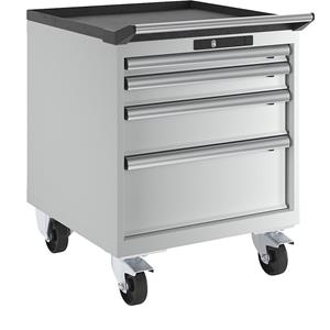 Lista Ladekast, verrijdbaar, b x d = 564 x 572 mm, 4 laden, lichtgrijs