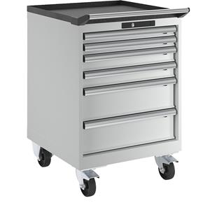 Lista Ladekast, verrijdbaar, b x d = 564 x 572 mm, 6 laden, lichtgrijs