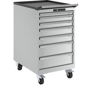 Lista Ladekast, verrijdbaar, b x d x h = 564 x 725 x 990 mm, 7 laden, lichtgrijs