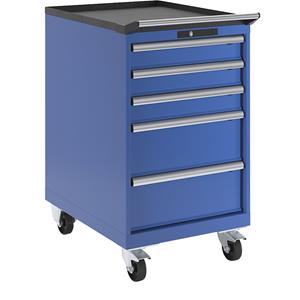 Lista Ladekast, verrijdbaar, b x d x h = 564 x 725 x 990 mm, 5 laden, gentiaanblauw