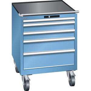 Lista Ladekast, verrijdbaar, b x d = 717 x 725 mm, 5 laden, lichtblauw