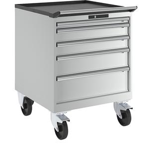 Lista Ladekast, verrijdbaar, b x d = 717 x 725 mm, 5 laden, lichtgrijs