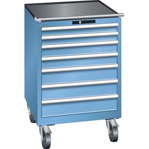 Lista Ladekast, verrijdbaar, b x d = 717 x 725 mm, 7 laden, lichtblauw
