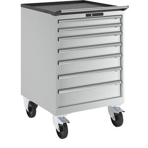 Lista Ladekast, verrijdbaar, b x d = 717 x 725 mm, 7 laden, lichtgrijs