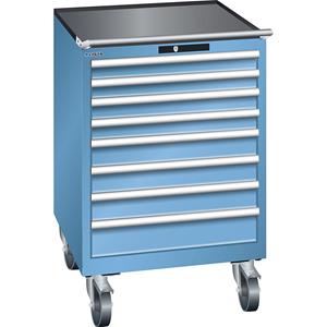 Lista Ladekast, verrijdbaar, b x d = 717 x 725 mm, 8 laden, lichtblauw