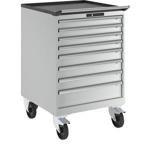 Lista Ladekast, verrijdbaar, b x d = 717 x 725 mm, 8 laden, lichtgrijs