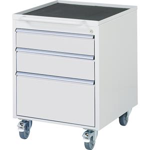 RAU Verrijdbaar ladeblok, h x b x d = 765 x 580 x 650 mm, 3 laden, lichtgrijs