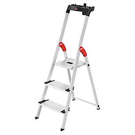 Hailo Trapladder  L80, EN 131, met multifunctionele schaal en XXL-treden, tot 150 kg, 3 treden