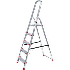 SZ Metall Aluminium trapladder, belastbaar tot 150 kg, 5 treden