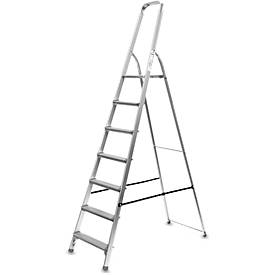 SZ Metall Aluminium trapladder, belastbaar tot 150 kg, 7 treden