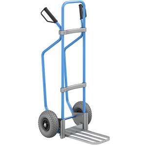 Eurokraft pro Steekwagen met sleeplatten, blauw, b x d van de pakketsteekplaat = 430 x 250 mm, verzinkt, PU-banden, vanaf 5 stuks