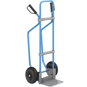 Eurokraft pro Steekwagen met sleeplatten, blauw, b x d van de steekplaat = 280 x 250 mm, verzinkt, op luchtbanden, vanaf 5 stuks
