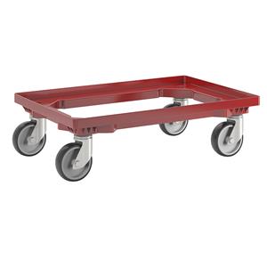 Eurokraft basic Professionele onderwagen, 600 x 400 mm, 4 zwenkwielen met rubberbanden, rood, vanaf 20 stuks