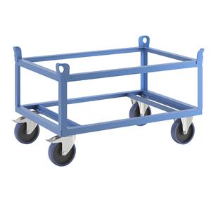 Eurokraft pro Onderwagen van staal, voor europallets, laadvermogen 1000 kg, laadhoogte 650 mm, blauw