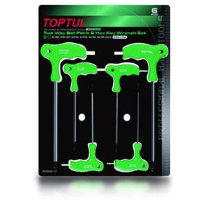 Toptul Zeskant stiftdoppenset HEX  6 stuks (2, 2,5, 3, 4, 5, 6) met kogelkop