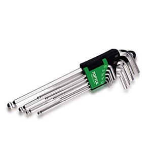 Toptul Zeskant stiftsleutelset HEX  9Stk 3/32 1/8 5/32 3/16 1/4 5/16 3/8 lang