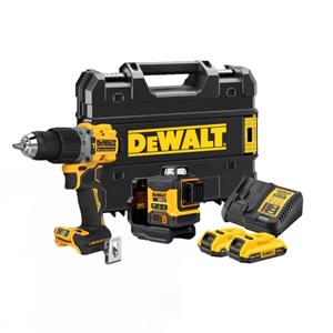 DeWALT DCK2095D2T 18V Li-ion Accu Klopboor-/schroefmachine (DCD805N)&Kruislijnlaser (DCLE34031N) Combiset (2x 2.0Ah Accu) In TSTAK