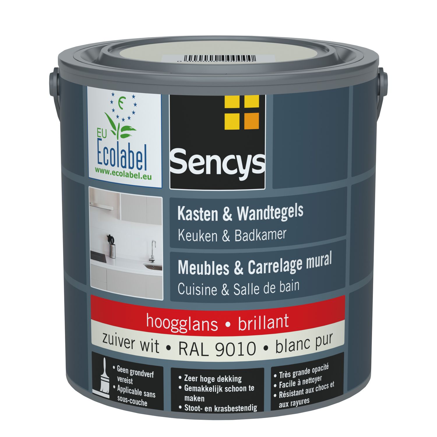 Lak Voor Wandtegels En Meubels, Keuken & Badkamer Ral9010 Glans 2,5l