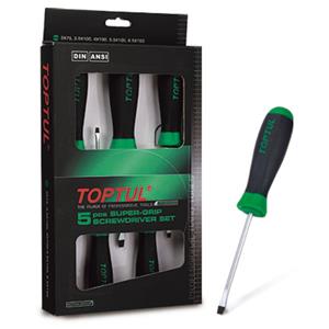 Toptul Set sleufschroevendraaiers  5 stuks 3.0x75 3.5x100 4.0x100 5.5x100 6.5x150