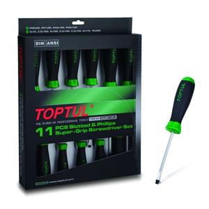 Toptul Sleuf+Kruissleuf Schroevendrehersatz  11Stk 3.0 3.5 4.0 5.5 6.5