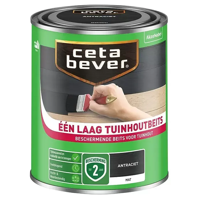 Cetabever Tuinhout Een Laag Beits Antraciet 750ml