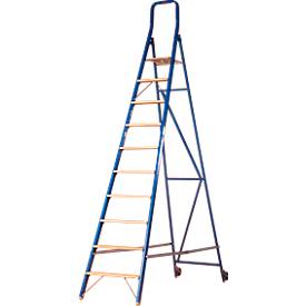 HACA Trapladder, met wieltjes, 10 treden