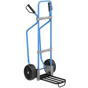 Eurokraft pro Steekwagen met sleeplatten, blauw, b x d van de pakketsteekplaat = 430 x 250 mm, zwart, met handgreep, massieve rubberbanden, vanaf 5 stuks