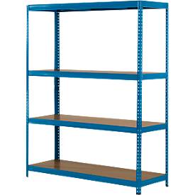 SZ Metall Legbordstelling - complete stelling -  B 1500 x D 600 x H 2000 mm - met 4 legborden - draagvermogen per legbord 350 kg- epoxygelakt - hemelsblauw RAL 5016
