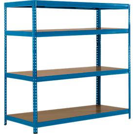 SZ Metall Breedvak-insteekstelling, complete stelling, 4 legborden, B 1500 x D 800 X H 1500 mm