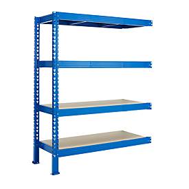 SZ Metall Legbordstelling - zware belasting - aanbouwsectie - B 1525 x D 600 x H 2000 mm - met 4 legborden - draagvermogen 500 kg - hemelsblauw RAL 5015