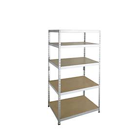 SZ Metall Legbordstelling - zware belasting - complete stelling - met 5 legborden - B 920 x D 460 x H 1800 mm - gegalvaniseerd
