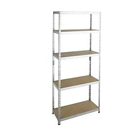 SZ Metall Legbordstelling - zware belasting - complete stelling - met 5 legborden - B 920 x D 300 x H 2200 mm - gegalvaniseerd