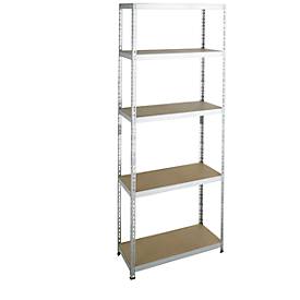 SZ Metall Legbordstelling - zware belasting - complete stelling - met 5 legborden - B 920 x D 300 x H 2400 mm - gegalvaniseerd
