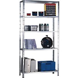Schulte Regalwelt Legbordstelling in modulair systeem, Basisstelling, 1000 x 500 x 2000 mm, gegalvaniseerd