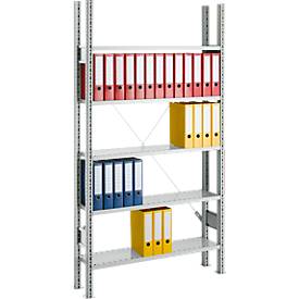 SSI Schäfer Archiefrekken, basisvak, 5 legborden, breedte 750 x diepte 300 mm, verzinkt