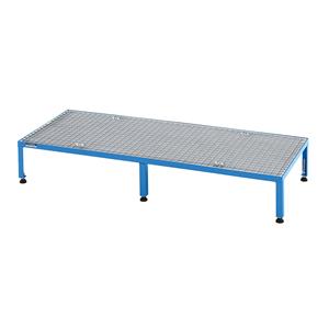 Eurokraft pro Werkplatform, in hoogte verstelbaar 255 - 320 mm, met roosterplaat, platform l x b = 1510 x 610 mm, lichtblauw