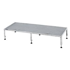 Eurokraft pro Werkplatform, in hoogte verstelbaar 255 - 320 mm, met roosterplaat, platform l x b = 1510 x 610 mm, thermisch verzinkt